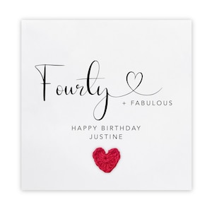 Personalised 40th Birthday Card, Fabulous And 40 Birthday Card, 40th Birthday Card For Her, Fabulous And Forty, Fabulous At 40, Birthday