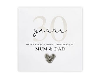 Pärlbröllopsdagskort mamma och pappa, personlig 30-årsjubileumspresent, 30-års bröllopsdag för vänner, 30-årsjubileumspresent
