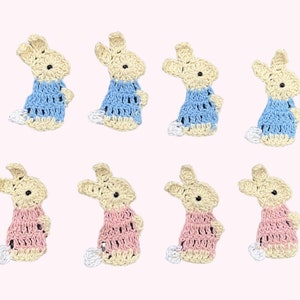 Gehäkelte Hase Applikation, Aufnäher mit Hase, Hase Motiv, handgemachte Applikation, Applikation, Verzierung, Scrapbooking, Karten machen