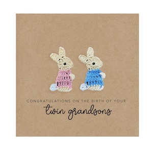 Felicitatiekaart voor een grootouder, gefeliciteerd met de geboorte van uw tweelingkleinzoon, nieuwe babykaart, tweelingkleinzoonkaart