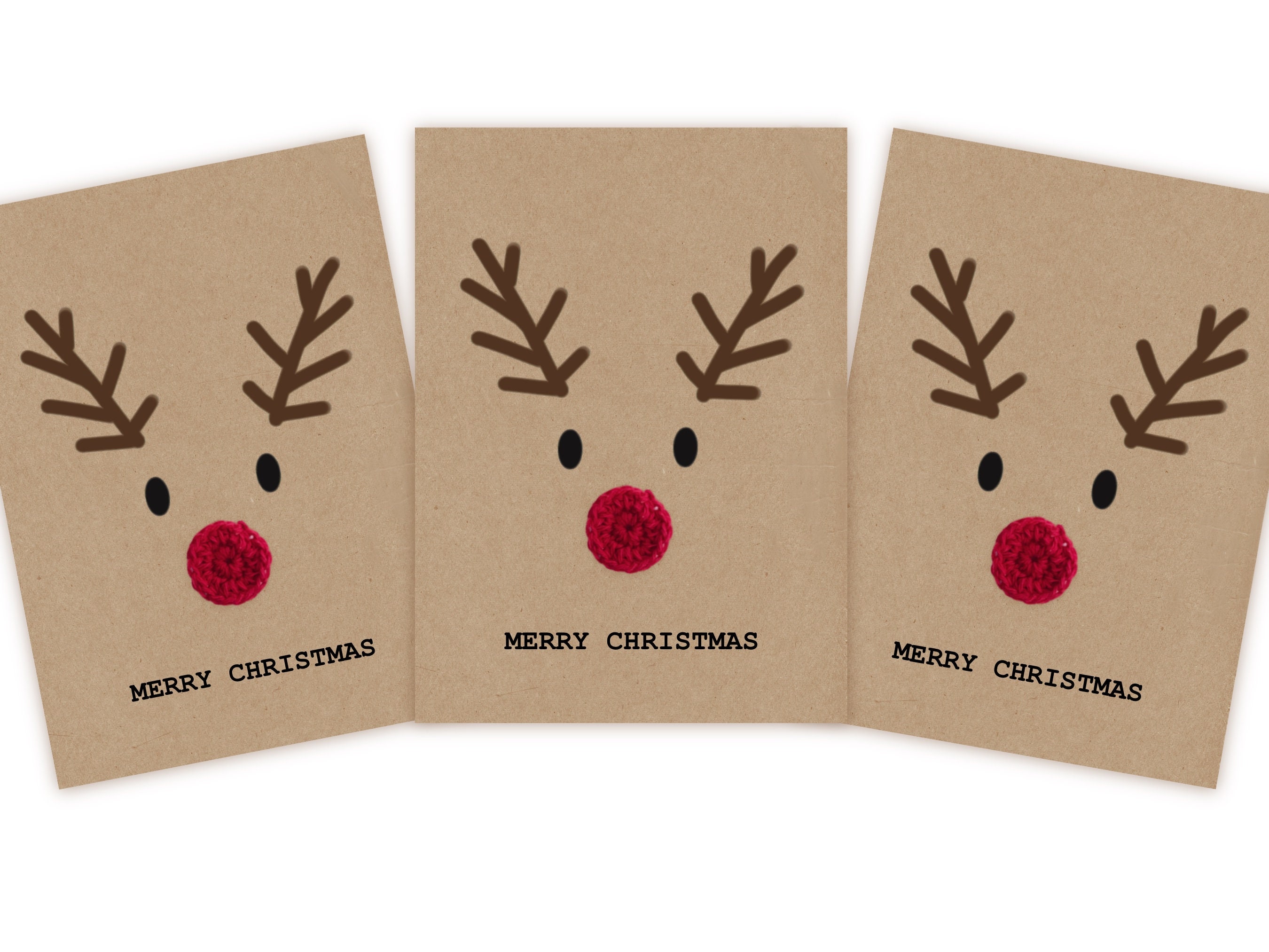 Handmade Christmas Cards Rudolf Reindeer Nose Card Pack - Etsy