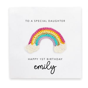 Buon 1° compleanno a una figlia speciale, biglietto personalizzato per il primo compleanno della figlia, primo compleanno arcobaleno, per la figlia, per lei