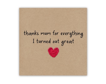 Tarjeta divertida para el Día de la Madre, Tarjeta de agradecimiento por todo, Tarjeta para mamá, Tarjeta humorística para el Día de la Madre, Tarjeta de broma, Gracias, mamá