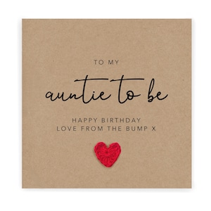 Feliz cumpleaños tía para ser tarjeta de Bump, tía para ser, feliz cumpleaños tía, tía para ser tarjeta de cumpleaños Love Bump, tarjeta de cumpleaños
