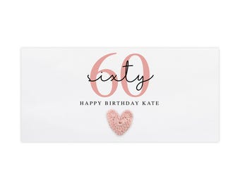 Personalised Birthday 60th Money Wallet, Personalised Money Envelope, Wallet, Gift Voucher , Birthday Gift, Money Envelope, 60th Birthday