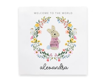 Personalised New Baby Card Welcome to the World Card, Custom Name New Born Baby Card, Congratulations Baby Girl Card, Expecting Card Girl