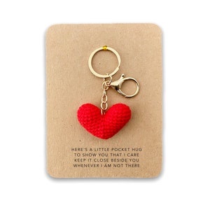 Pocketknuffel Keying hart, aandenken, denken aan jou, gepersonaliseerd bericht, zakknuffelcadeau, denken aan jou, opvrolijken, positiviteitscadeau, kaart