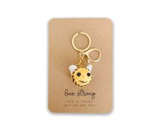 Sé fuerte, apoyo, llavero de regalo, tú puedes, eres fuerte, regalo de apoyo motivacional, llavero de abeja, regalo pensando en ti, condolencias