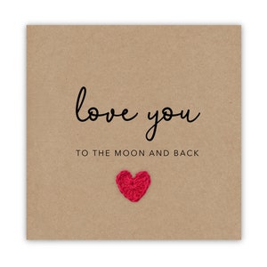 Te amo hasta la luna y de vuelta Tarjeta del Día de San Valentín para él, Tarjeta de aniversario para ella, Tarjeta simple del Día de San Valentín para novio, Tarjeta de amor