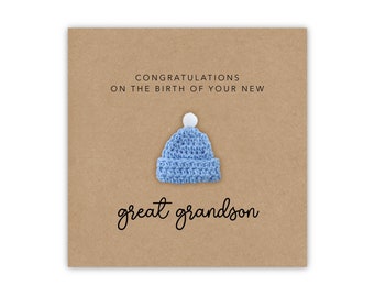 Congratulations Card For A Great Grandparent, Card For A New Grandma, Congratulations On The Birth On Your Great Grandson, New Baby Card