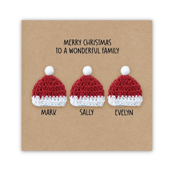 Personalised Christmas Card to Family, Christmas Hat Card, Family Christmas Card, Merry Christmas to a special family, Christmas Card,Custom