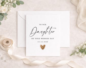 Wedding day card for Daughter, wedding card with bow, to our daughter card, on your wedding day, daughter wedding day card, Daughter Heart