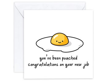 Funny New Job Congratulations Card, Leaving Card, You've Been Poached, Funny Egg Leaving Joke Card, Proud of you, Good Luck Job New Job Card