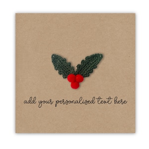 Nome personalizzato di Buon Natale, biglietto di Natale personalizzato per la famiglia, biglietto di Natale fatto a mano, biglietto di Natale personalizzato, biglietto di agrifoglio