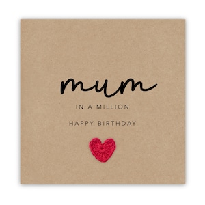 Carte d’anniversaire spéciale maman - Carte maman dans un million - Carte d’anniversaire maman - Carte simple de fille / fils - Faite à la main - Envoyer au destinataire