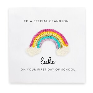 Carte scolaire personnalisée pour petit-fils, Premier jour d'école, Carte porte-bonheur pour l'école et la crèche, Carte d'entrée à l'école Premier jour pour fils, Carte pour petit-fils