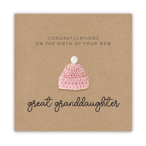 Tarjeta de felicitaciones para un bisabuelo, tarjeta para una nueva abuela, felicitaciones por el nacimiento de su bisnieta, nuevo bebé