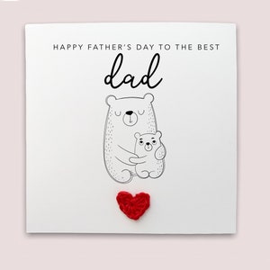 Feliz día del padre al mejor papá - Tarjeta sencilla para el día del padre con osito de bebé, de bebé, hijo e hija - Tarjeta sencilla Enviar al destinatario