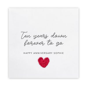 10e tiende huwelijksverjaardag, kaart voor man vrouw, 10 jaar voor altijd te gaan, gepersonaliseerde verjaardag, 10e verjaardag
