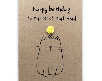 Funny Birthday Cat Dad Card  - Best Cat Mum - Card from Cat / Pet  - Birthday Card for Cat Dad Father - Humour Cute Card for Her - From Cat
