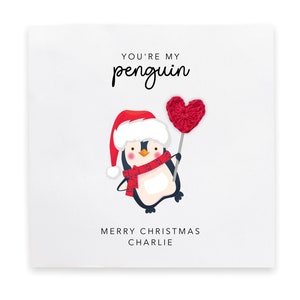 Cartão de Natal personalizado de pinguim para namorado, namorada, marido, esposa, parceiro, cartão de Natal romântico, você é meu pinguim, Natal