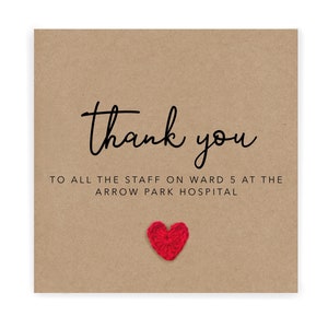 Carte de remerciement personnalisée, pour infirmières, médecins, hôpital, soins de santé, carte de remerciement pour service d'hôpital, travailleur clé, texte personnalisé, remerciement
