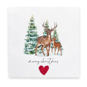 Cartes de famille de Noël, paquet de cartes, cartes renne, paquet de cartes de Noël, paquet de cartes cerf fait main, jeu de cartes, paquet de cartes, Noël