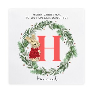 Carte de Noël personnalisée, première carte de Noël, carte de Noël fille, carte de Noël fille bébé, Noël fille, lapin