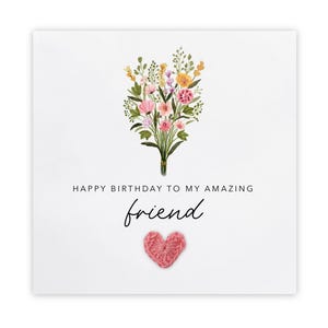 Alles Gute zum Geburtstag zu meinem erstaunlichen Freund, einfache Geburtstagskarte für den besten Freund, für sie, Blumen, handgemachte, einfache Karte, Freund-Geburtstag, Bestie