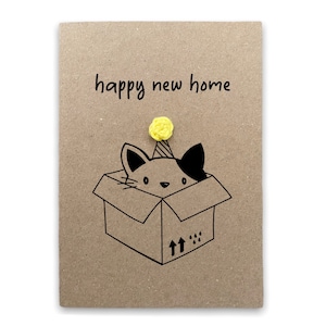Carte Happy New Home pour chat - Nouveau propriétaire d'une maison - Carte pour réchauffer le chat de la nouvelle maison - Nouvelle maison - Première maison - Nouvelle carte amusante - Envoyer au destinataire