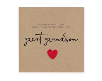 New Great Grandson Card, New great Grandparents Card, Baby Boy Card, New Baby Card, Congratulations great Grandparents, New Born, Grandson