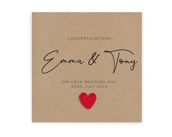 Newlywed Card, Personalised Wedding Day Card, Happy Wedding Day Card, Wedding Day Card, Marriage Congratulations Card, Wedding Card