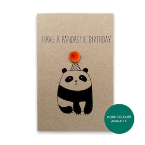 Jeu de mots carte d'anniversaire drôle de panda - joyeux anniversaire de panda - carte de jeu de mots drôle - carte pour elle - envoyer au destinataire - message à l'intérieur