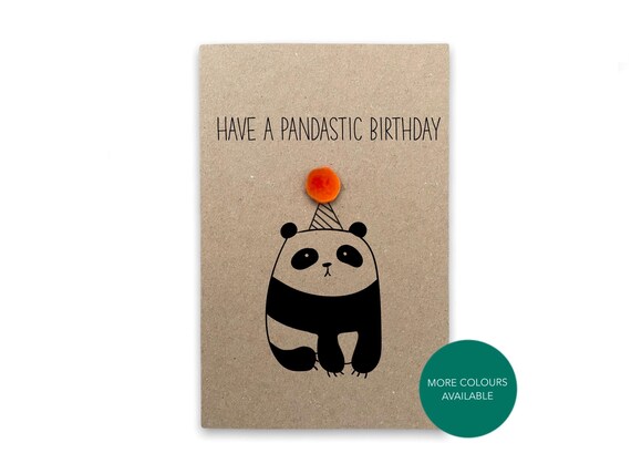 Funny Panda birthday card Pun Card - happy panda birthday- Funny pun card  - Card for her - Send to recipient - Message inside