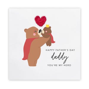 Bonne fête des pères, super-héros, première carte de fête des pères, fier papa, ours, papa Carte de voeux fête des pères pour papa