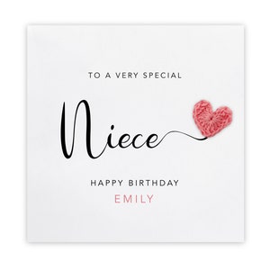 Gepersonaliseerde nichtje verjaardagskaart, nichtje kaart, verjaardagskaart, handgemaakte kaart voor nichtje, gelukkige verjaardag nichtje, Happy Birthday Card voor haar