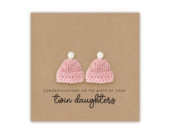 Congratulations Card New Parents to Twin Daughters,  Congratulations On The Birth On Your Twins Daughter, New Baby Card, Welcome Baby Twins