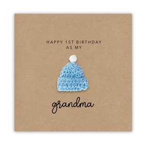 Feliz primer cumpleaños como mi abuela - Tarjeta de cumpleaños de oso simple para la abuela nan gran de su hijo bebé - Enviar al destinatario