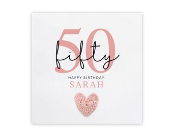 Personalised 50th Birthday Card, Fabulous And 50 Birthday Card, 50th Birthday Card For Her, And Thirty,  50th, Birthday Card