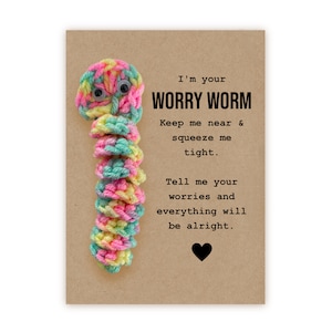 Gusano de la Preocupación, Salud Mental, Regalo Positivo, Pensando en Ti, Abrazo de Bolsillo, Preocupación, Ansiedad, Sensorial, Inquietud, Consuelo, Regalo para Aliviar el Estrés