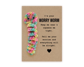 Worry Worm, Mental Health, Positivity Gift, Thinking of You, Pocket Hug, Worry, anxiety, Sensory, Fidget, Comfort, Stress Relief Gift