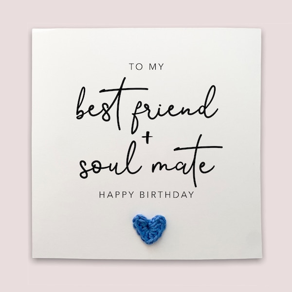 Soulmate Best Friend Happy Birthday Day Card, Happy Birthday Card for Best Friend, Soulmate, Partner, Boyfriend, Girlfriend, Wife, Husband