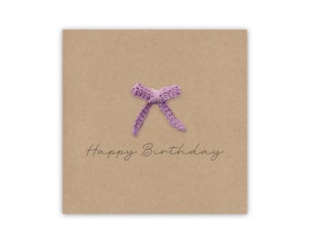 Birthday Card, Card For Friend Birthday, Birthday Card For Her, Bow Birthday Card Bow Cute