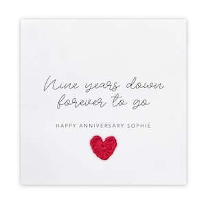 9no noveno aniversario de boda, tarjeta para esposo esposa, 9 años para siempre, aniversario personalizado, 9no aniversario