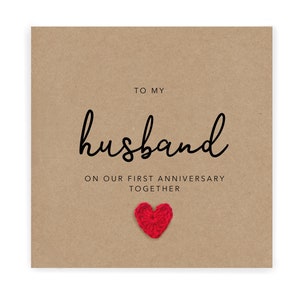 To My Husband On Our First Anniversary Card, First Anniversary Card Husband, Husband  Anniversary Card, First Anniversary Card