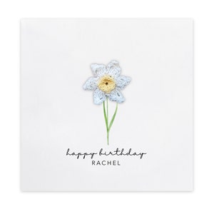 Carte d'anniversaire personnalisée pour elle, joyeux anniversaire à mon incroyable amie, mamie, carte d'anniversaire fleur jonquille printemps