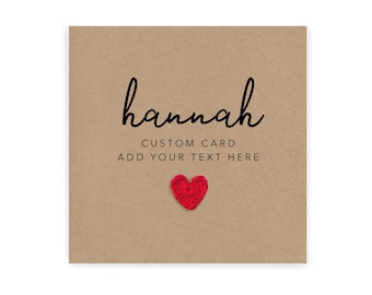 Carte texte personnalisée, Carte entièrement personnalisable, Carte avec paroles de chanson, Carte citation, Carte de voeux personnalisée, Carte texte propre, Carte personnalisée, Fait main