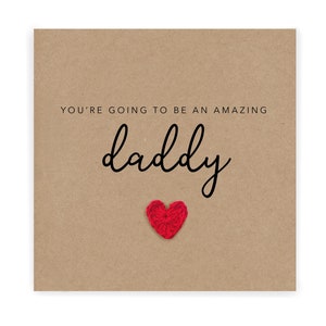 Futuro papá - Tarjeta para baby shower - Papá primerizo - Tarjeta para el embarazo y la espera de un bebé para papá primerizo - Tarjeta rústica sencilla con forma de corazón - Enviar al destinatario