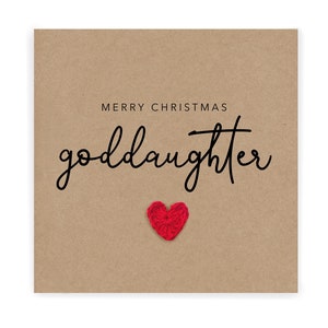 Feliz Natal Afilhada - Cartão de Natal simples afilhada - Cartão de Natal da madrinha Cartão rústico para ela