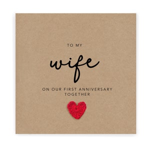 A mi esposa en nuestra tarjeta de primer aniversario, tarjeta de primer aniversario esposa, tarjeta de aniversario de esposa, tarjeta de primer aniversario, 1er aniversario